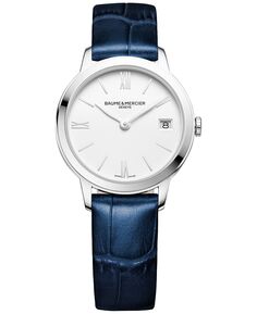 Женские швейцарские часы Classima с синим кожаным ремешком 31 мм M0A10353 Baume &amp; Mercier, синий