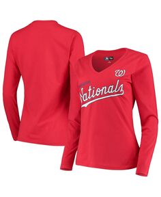 Женская красная футболка Washington Nationals Post Season с длинными рукавами G-III 4Her by Carl Banks, красный