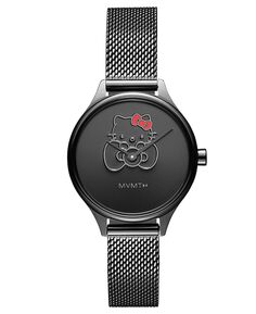 Женские часы Hello Kitty с сетчатым браслетом из нержавеющей стали, черные, 30 мм MVMT, черный