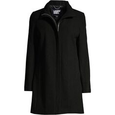 Женское утепленное шерстяное пальто Lands&apos; End, черный