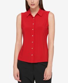 Женская блузка без рукавов на пуговицах Tommy Hilfiger, красный
