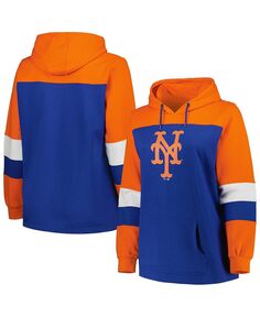 Женский пуловер с капюшоном Royal New York Mets больших размеров с цветными блоками Profile