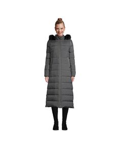 Женское зимнее пуховое пальто макси Lands&apos; End, серый