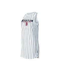 Женская белая ночная рубашка без рукавов в тонкую полоску Boston Red Sox Reel Concepts Sport, белый