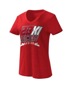 Красная женская футболка 23XI Racing Dream Team с v-образным вырезом G-III 4Her by Carl Banks, красный