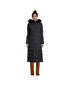 Женское зимнее пальто макси на миниатюрном пуху Lands&apos; End, черный
