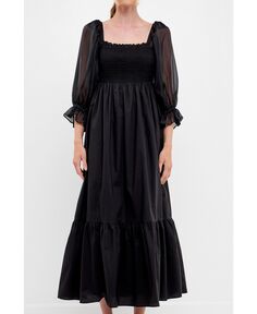 Женское платье миди из органзы из поплина English Factory, черный