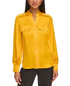 Женская однотонная практичная блузка KARL LAGERFELD PARIS, желтый