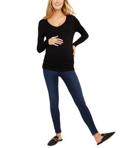 Эластичные джинсовые джинсы скинни для беременных длиной до щиколотки с выступающим выступом Motherhood Maternity