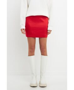Женская однотонная атласная мини-юбка Grey Lab, красный