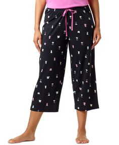 Женские трикотажные пижамные брюки-капри с принтом Sleepwell, изготовленные с использованием технологии регулирования температуры Hue, черный