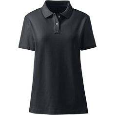 Женская сетчатая рубашка-поло с коротким рукавом для школьной формы Lands&apos; End, черный
