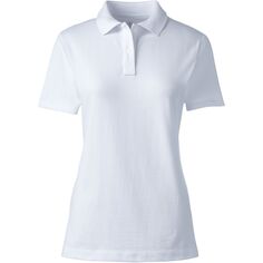 Женская сетчатая рубашка-поло с коротким рукавом для школьной формы Lands&apos; End, белый