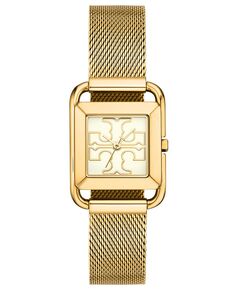 Женские часы The Miller Square золотистого цвета с сетчатым браслетом из нержавеющей стали, 24 мм Tory Burch, золотой