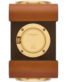 Женские часы с коричневым кожаным ремешком-манжетой, 30 мм Tory Burch, коричневый