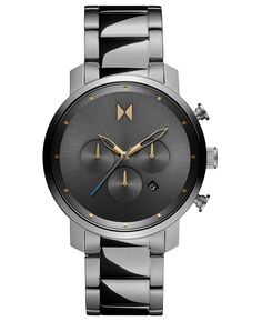 Мужские часы с хронографом, черный браслет из нержавеющей стали, 45 мм MVMT, черный
