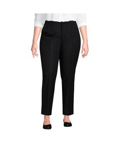 Женские эластичные брюки-карандаш больших размеров с высокой посадкой и защипами до щиколотки Lands&apos; End, черный