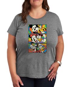 Модная футболка больших размеров с рисунком Микки и друзей Air Waves, серый
