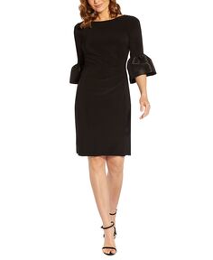 Женское драпированное трикотажное платье с манжетами-колокольчиками Adrianna Papell, черный