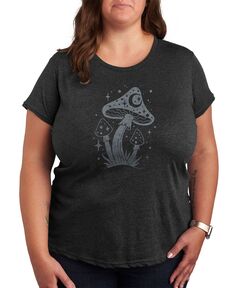 Модная футболка больших размеров с рисунком грибов Air Waves, черный