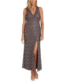 Женское блестящее кружевное платье без рукавов с v-образным вырезом Nightway