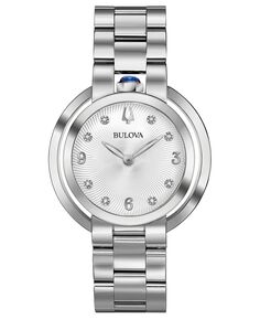 Женские часы Rubaiyat с бриллиантами и браслетом из нержавеющей стали, 35 мм Bulova