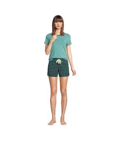 Женская трикотажная короткая пижама, футболка с короткими рукавами и шорты Lands&apos; End