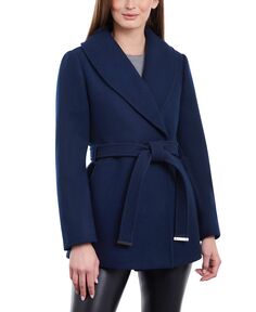 Женское пальто с шалевым воротником и поясом Michael Kors, синий