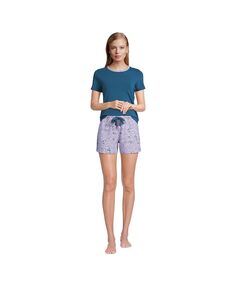 Женская трикотажная короткая пижама, футболка с короткими рукавами и шорты Lands&apos; End