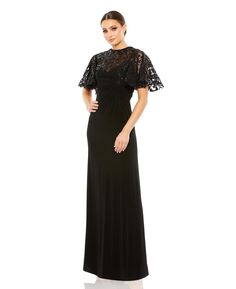 Женское платье с рукавами-бабочками, украшенным украшением MAC DUGGAL, черный