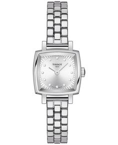 Женские швейцарские часы-браслет из нержавеющей стали с квадратным бриллиантом и бриллиантами, 20 мм Tissot, серый