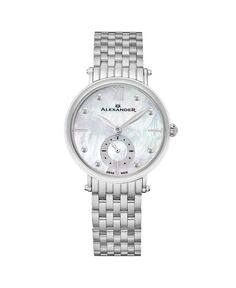 Женские часы Roxana, серебристая нержавеющая сталь, перламутровый циферблат, круглые часы 34 мм Alexander