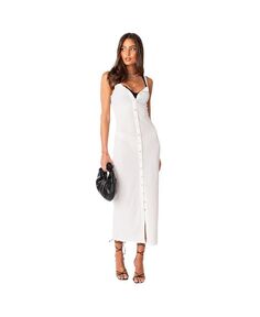 Женское прозрачное платье макси на пуговицах соболиного цвета Edikted, белый