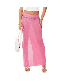 Женская прозрачная трикотажная юбка макси с микро-пайетками Edikted, розовый
