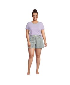 Женская трикотажная пижама больших размеров, короткий комплект, футболка с короткими рукавами и шорты Lands&apos; End