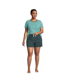 Женская трикотажная пижама больших размеров, короткий комплект, футболка с короткими рукавами и шорты Lands&apos; End