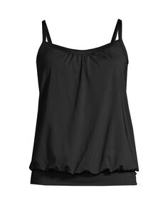 Женская блузка больших размеров, скрывающая животик, купальник-танкини, верх, регулируемые бретели Lands&apos; End, черный