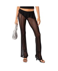 Женские прозрачные сетчатые брюки Carsen с рюшами Edikted, черный