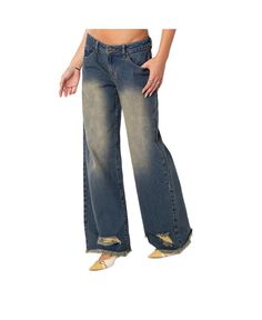 Женские потертые джинсы с низкой посадкой Orbit Edikted, синий