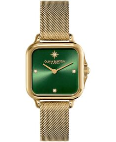 Женские мягкие квадратные золотистые часы-браслет из нержавеющей стали с сетчатым браслетом, 28 мм Olivia Burton, золотой