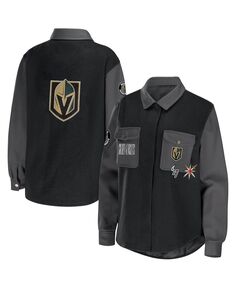 Женская черно-серая куртка-рубашка на пуговицах Vegas Golden Knights с цветными блоками WEAR by Erin Andrews