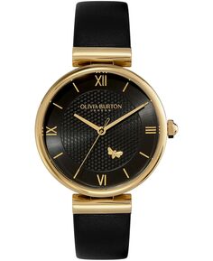 Женские часы Mini Bee с черным кожаным ремешком, 36 мм Olivia Burton, черный