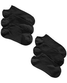 Набор из 6 женских хлопковых носков-невидимок Hue, черный