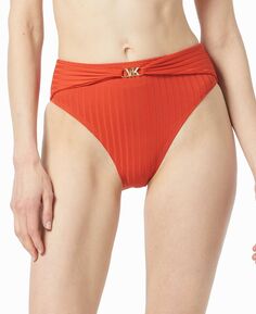 Женские плавки бикини в рубчик с логотипом и поясом Michael Kors, красный