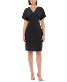 Женское платье-футляр с v-образным вырезом и драпированными рукавами Donna Morgan, черный