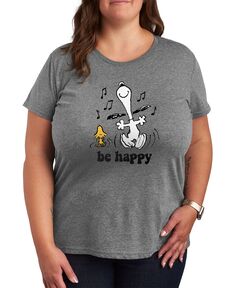 Модная футболка больших размеров с рисунком Snoopy Air Waves, серый