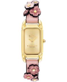Женские часы Cadie Tea Rose Blush с кожаным ремешком, 28,5 x 17,5 мм COACH, розовый