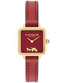 Женские часы Cass Signature Horse and Carriage с красным кожаным ремешком, 22 мм COACH, красный