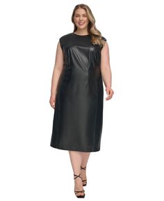 Платье без рукавов смешанного размера больших размеров Calvin Klein, черный