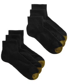 Женские спортивные носки длиной в четверть, 6 пар Gold Toe, черный